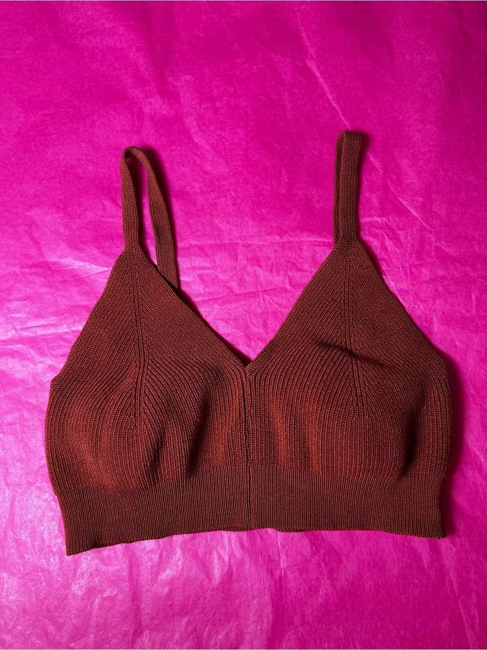 Seamless Knit top in Deep Brown/Orange